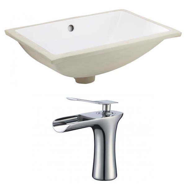 American Imaginations 20.75-in W Rectangle Undermount Sink Set With 1 Hole CUPC Faucet White