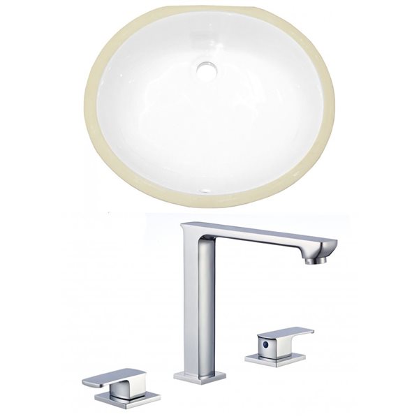 American Imaginations 19.5-in Ceramic White Undermount Sink Set
