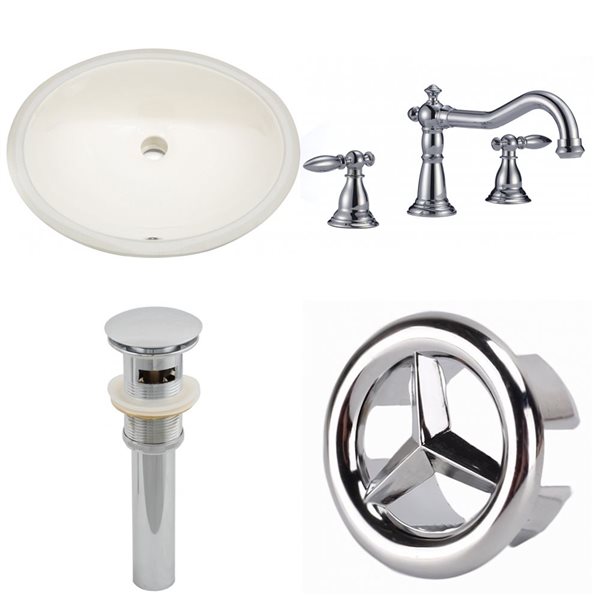 American Imaginations 19.75-in Ceramic Biscuit Undermount Sink Set