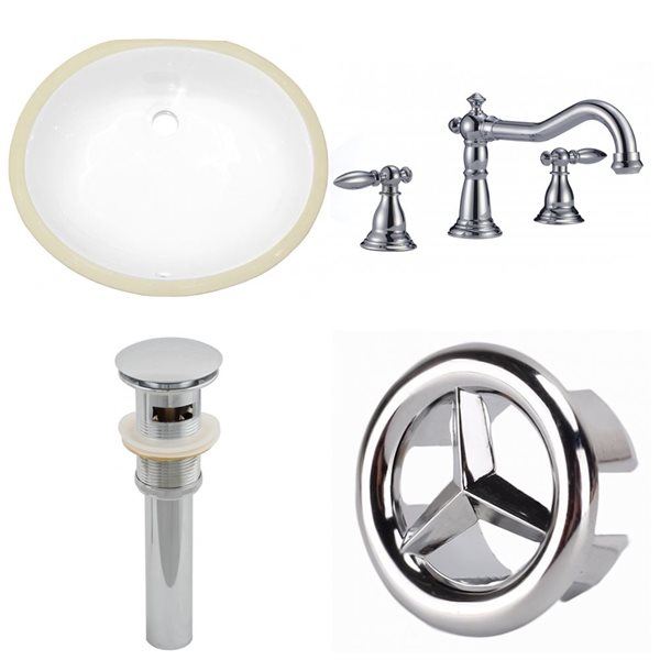 American Imaginaions 19.5-in Ceramic White Undermount Sink Set