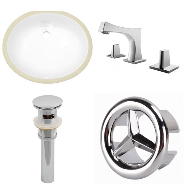 American Imaginations 19.5-in Ceramic White Undermount Sink