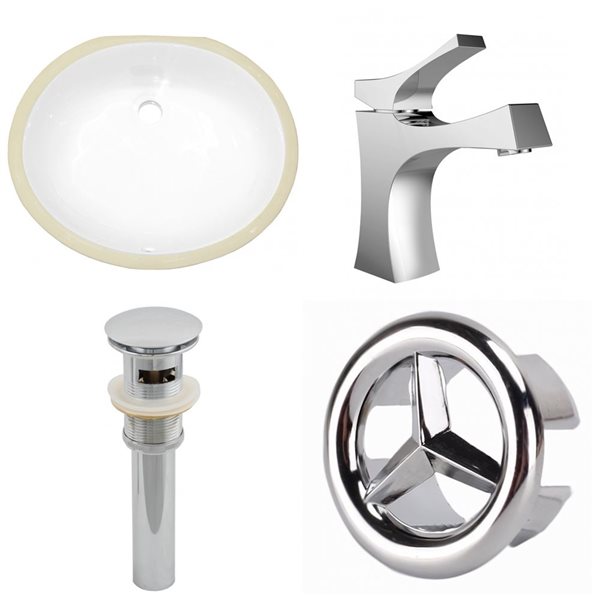 American Imaginations 19.5-in Ceramic White Undermount Sink Set