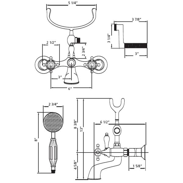 Cheviot Tub/Wall Mount Faucet for Clawfoot Bathtub - Chrome