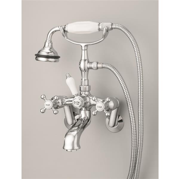 Faucet for clawfoot tub deals with shower attachment