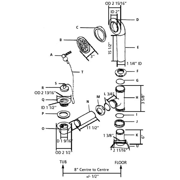 Cheviot Waste/Overflow Plug and Chain - Brushed Nickel