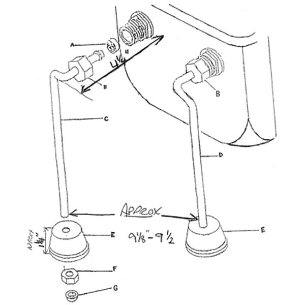 Cheviot Water Supply Lines for Tub Wall Mount Faucets - Nickel