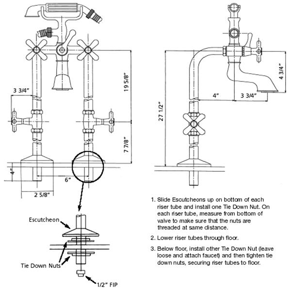 Cheviot Free Standing Water Supply Lines with Stop Valves - Chrome