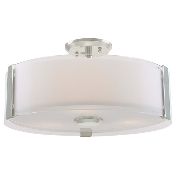 DVI Zurich Modern Flush-Mount Light - 3-Light - Satin Nickel