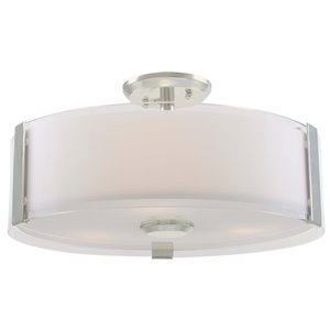 DVI Zurich Modern Flush-Mount Light - 3-Light - Satin Nickel