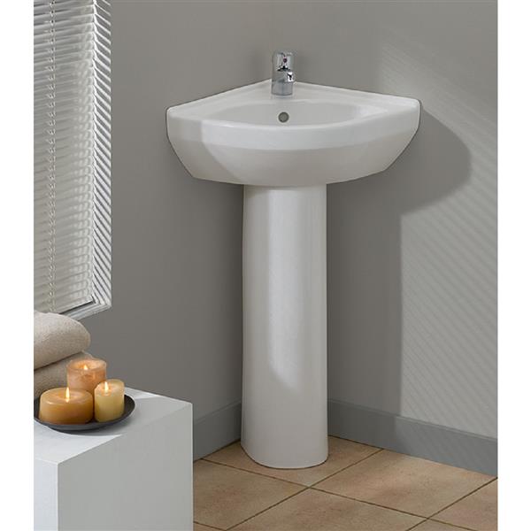 Cheviot Petite Corner Pedestal Bathroom Sink - White