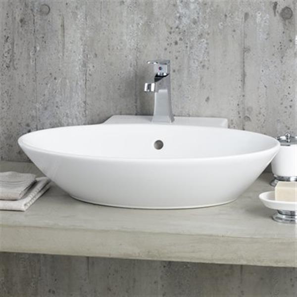 Cheviot Geo Vessel Sink with Faucet Deck White 1277WH1 RONA