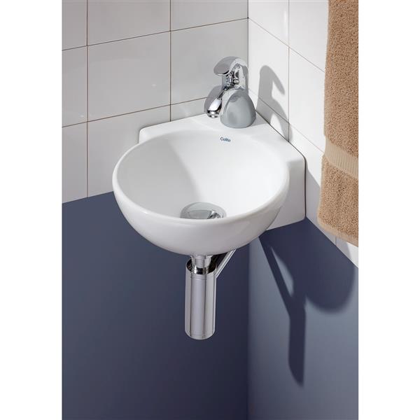 Cheviot Corner Wall-Mount Vessel Bathroom Sink - White