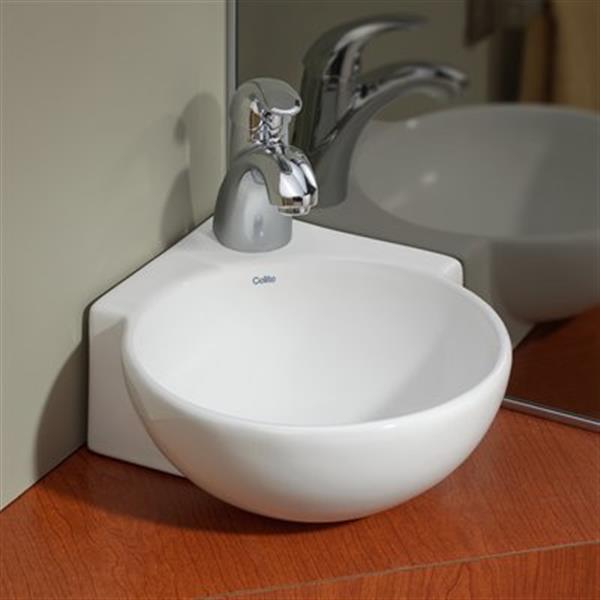 Cheviot Corner Wall-Mount Vessel Bathroom Sink - White