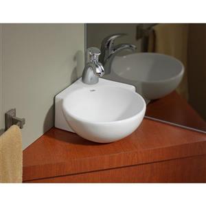 Cheviot Corner Wall-Mount Vessel Bathroom Sink - White