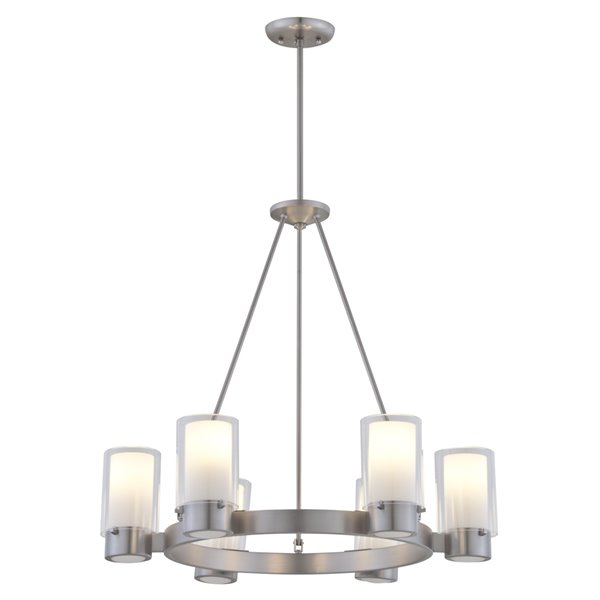 DVI Essex Modern 6-Light Chandelier - Buffed Nickel/Opal Glass ...