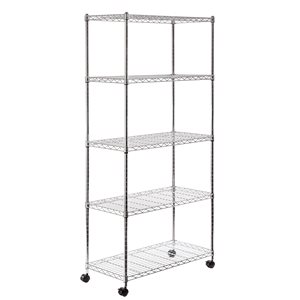 Vancouver Classics Shelving System 5-Tier  Wire Shelving With Wheels,- Steel