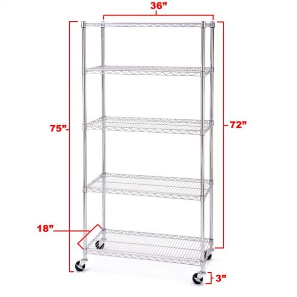 Vancouver Classics 18-in D x 36-in W x 72-in H 5-Shelf Shelving System with Wheels