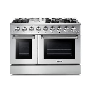 Thor Kitchen 48-in 4.2/2.5 cubic ft Professional Burner Gas Range with Griddle and Convection Oven(Stainless Steel)