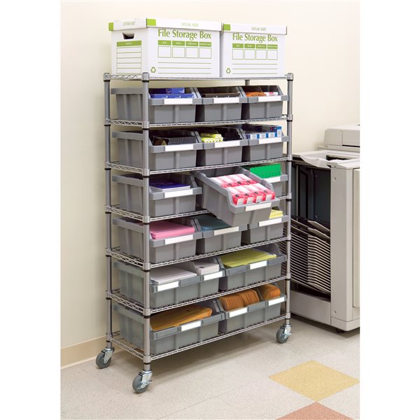 Seville Classics 7-Tier Commercial Bin Rack System, Steel and Plastic