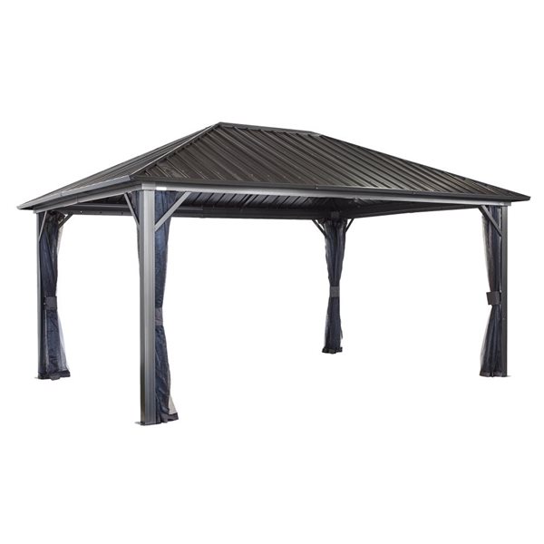 Sojag Genova Hardtop Gazebo with Netting - 16-ft x 12-ft - Brown