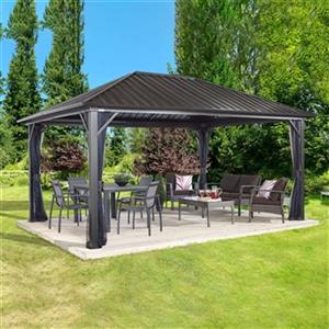 Sojag Genova Hardtop Gazebo with Netting - 16-ft x 12-ft - Brown