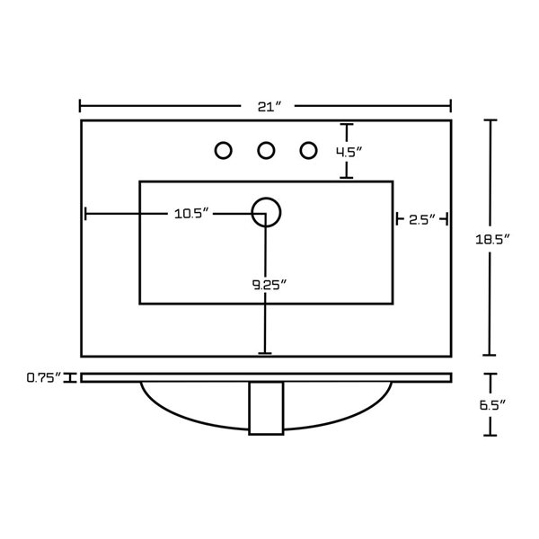 American Imaginations Omni Ceramic Top Set - Single Sink - 21-in - White