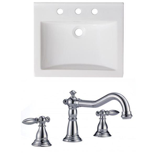 American Imaginations Omni Ceramic Top Set - Single Sink - 21-in - White