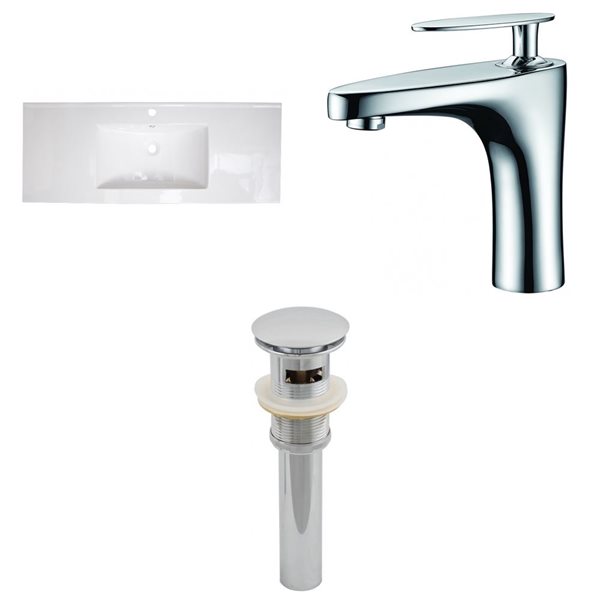 American Imaginations Alum Ceramic Top Set - Single Sink - 48-in - White