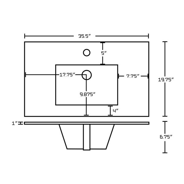 American Imaginations Drake Ceramic Top Set - Single Sink - 35.5-in - White