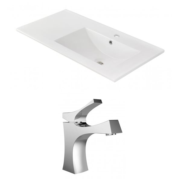 American Imaginations Ceramic Top Set - Single Sink - 35.5-in - White