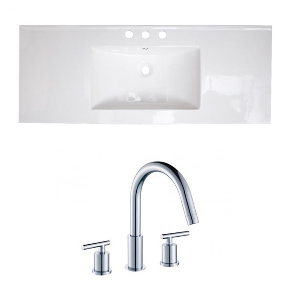 American Imaginations Ceramic Top Set - Single Sink - 39.75-in - White