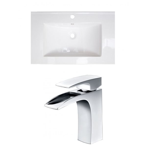 American Imaginations Vee Ceramic Top Set - Single Sink - 30-in - White