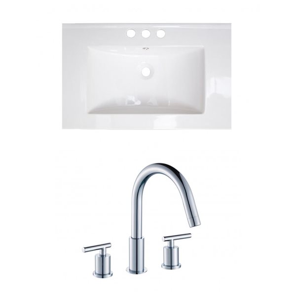 American Imaginations Vee Ceramic Top Set - Single Sink - 30-in - White