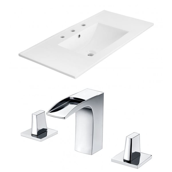 American Imaginations Xena Ceramic Top Set - Single Sink - 35.5-in - White