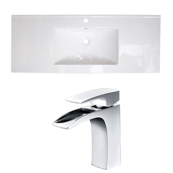 American Imaginations Roxy Ceramic Top Set - Single Sink - 48-in - White