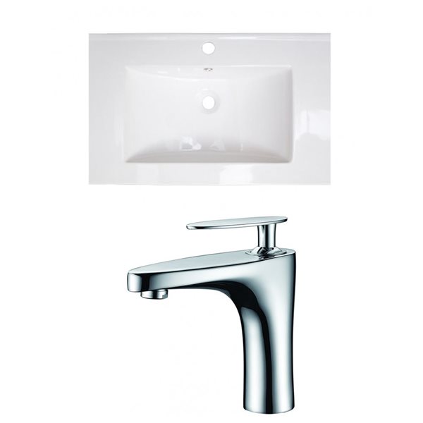 American Imaginations Roxy Ceramic Top Set - Single Sink - 23.75-in - White