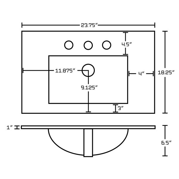 American Imaginations Flair Ceramic Top Set - Single Sink - 23.75-in - White