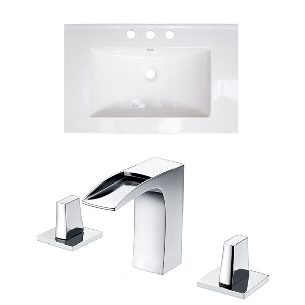 American Imaginations Flair Ceramic Top Set - Single Sink - 23.75-in - White