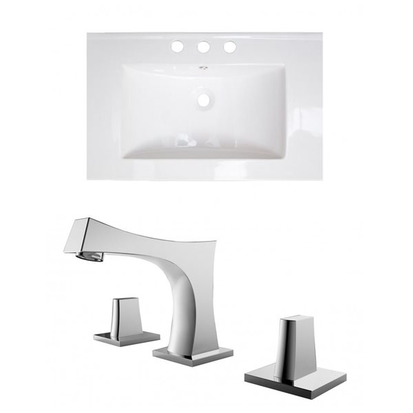 American Imaginations Flair Ceramic Top Set - Single Sink - 23.75-in - White