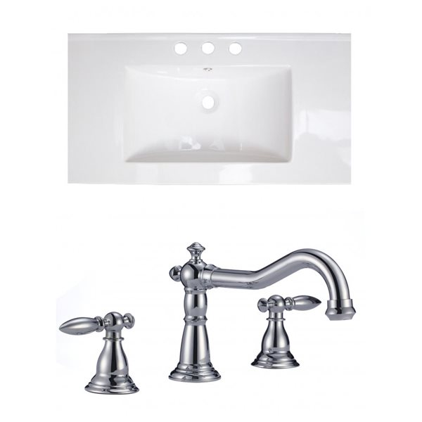 American Imaginations Drake Ceramic Top Set - Single Sink - 35.5-in - White