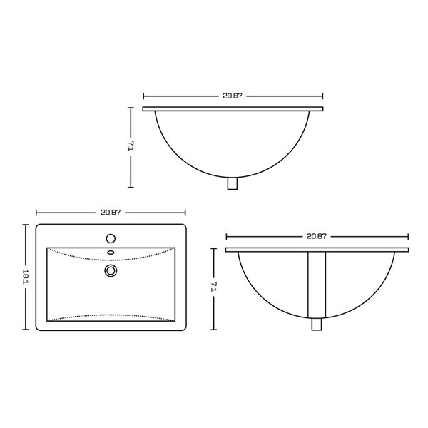 American Imaginations Ceramic Top Set - Single Sink - 21.5-in - White