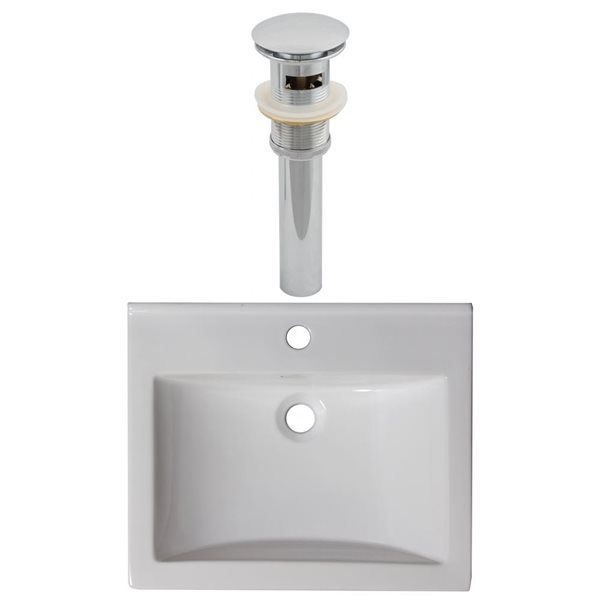 American Imaginations Ceramic Top Set - Single Sink - 21.5-in - White