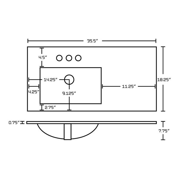 American Imaginations Ceramic Top Set - Single Sink - 35.5-in - White