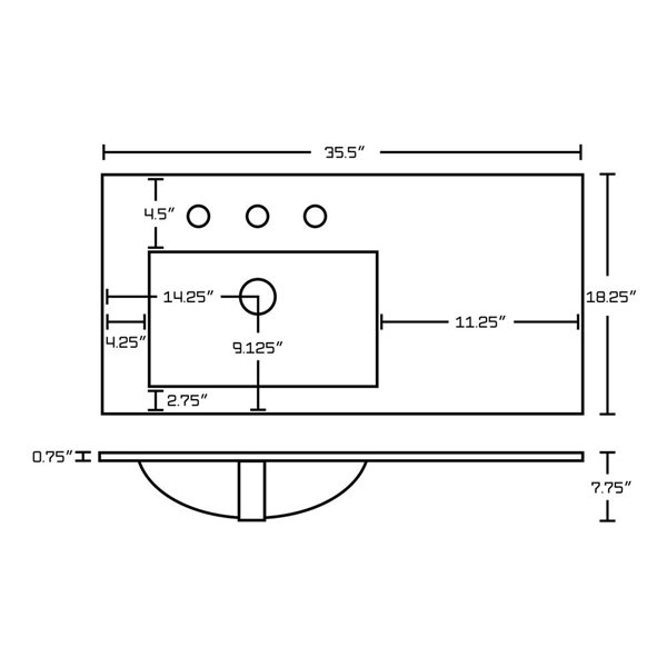 American Imaginations Ceramic Top Set - Single Sink - 35.5-in - White