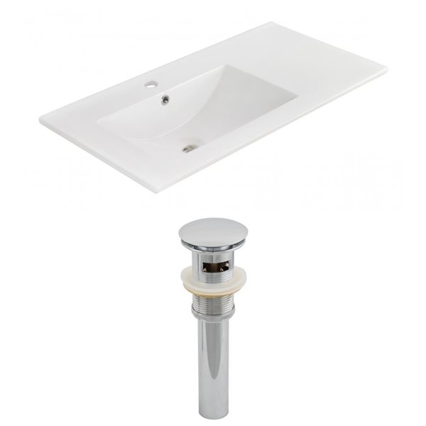 American Imaginations Ceramic Top Set - Single Sink - 35.5-in - White