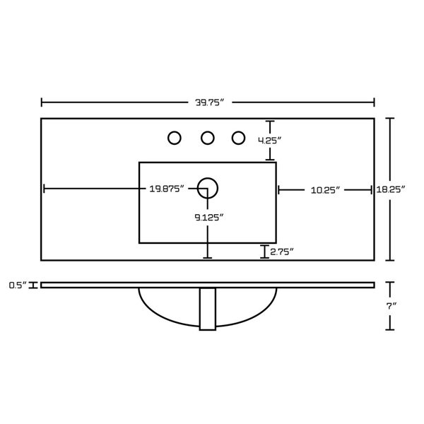 American Imaginations Ceramic Top Set - Single Sink - 39.75-in - White