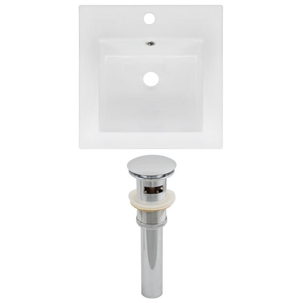 American Imaginations Ceramic Top Set - Single Sink - 16.5-in - White