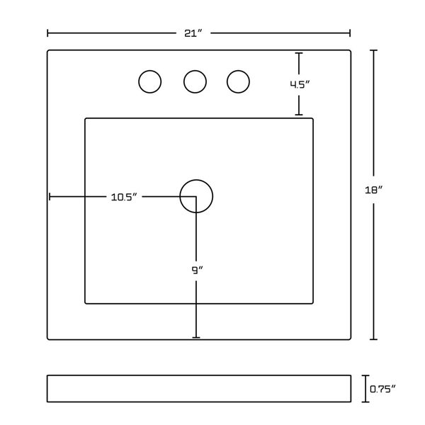 American Imaginations Ceramic Top Set - Single Sink - 21-in - White