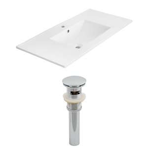 American Imaginations Xena Ceramic Top Set - Single Sink - 35.5" - White