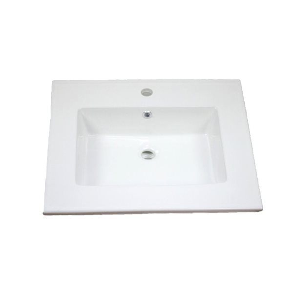 American Imaginations Flair Ceramic Top Set - Single Sink - 25-in - White